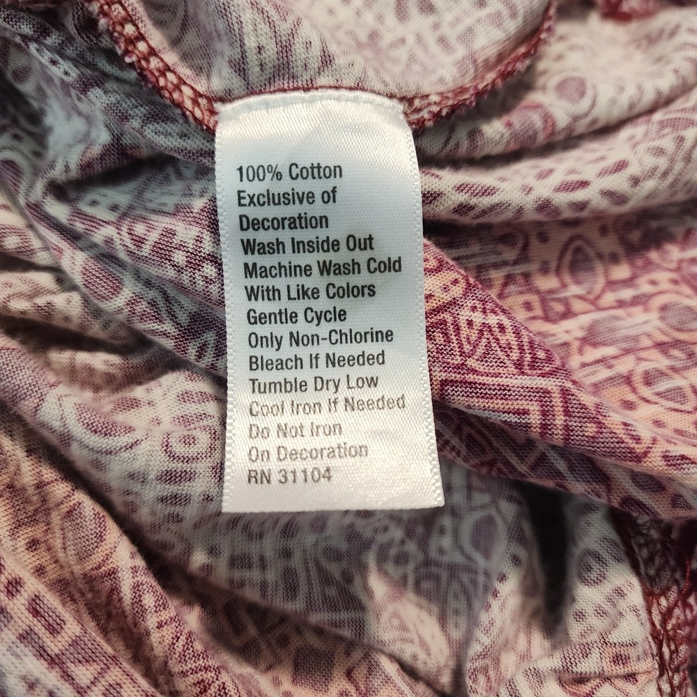 RED CAMEL Size Medium 100% Cotton Beaded Pleated Geometric Pink Floral Blouse - Picture 10 of 10